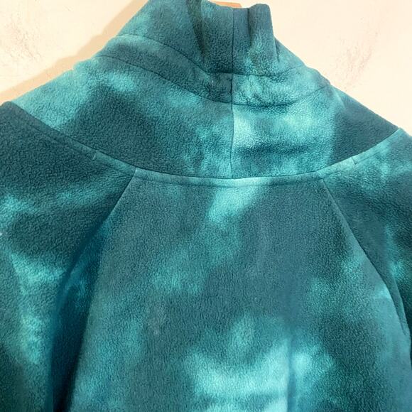 Old Navy Funnel-Neck Cropped Microfleece Sweatshirt White Teal Tie Dye Sz XXL - Picture 9 of 10